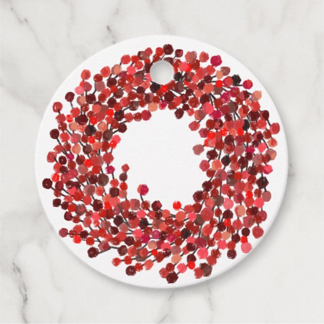 Handgemalt Winterberry Kranz Weihnachten Geschenkanhänger (Vorderseite)
