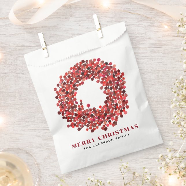 Handgemalt Winterberry Kranz Weihnachten Geschenktütchen (Ausgeschnitten)