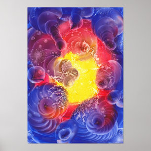 Handgemalte abstrakte kosmische Lichtkunst Poster