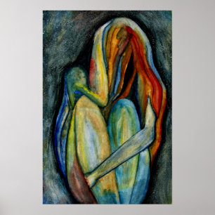 Handgemalte Abstrakte Weibchen Moderne Wasserfarbe Poster