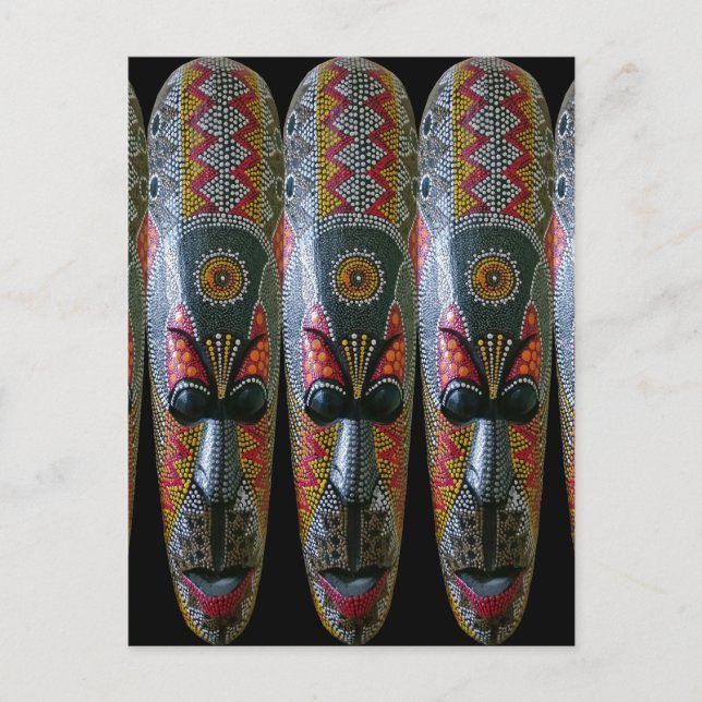 Handgemalte afrikanische Stammesmaske Postkarte (Vorderseite)
