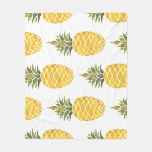 Handgemalte Ananas: Aquarell Nahtlos. Fleecedecke