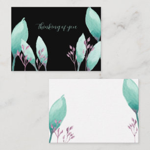 Handgemalte Aquamarine Aqua Wasserfarbe Botanische Mitteilungskarte