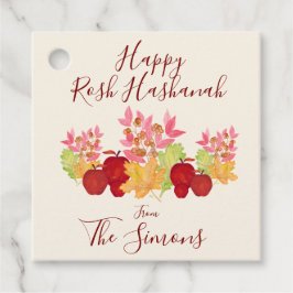 Handgemalte Aquarell-Blätter Äpfel Rosh Hashanah Geschenkanhänger