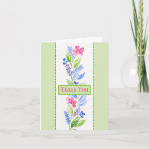 Handgemalte Aquarell-Blumen-THANK YOU-Karte  Dankeskarte