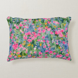 Handgemalte Aquarellblütengarten Sommer Trend Dekokissen