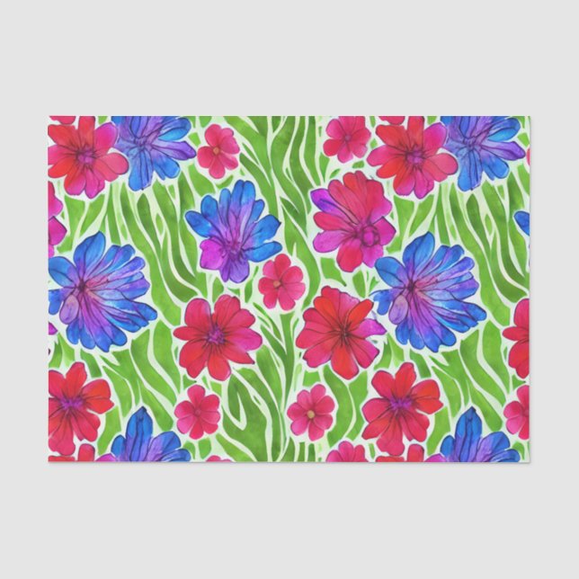 Handgemalte Aquarellfarben Blume farbenfroh rosa b Seidenpapier (Vorderseite)