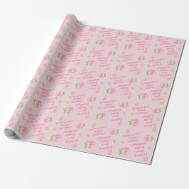 Handgemalte Aquarellfarben-Rose - GLÜCKLICHES GEBU Geschenkpapier