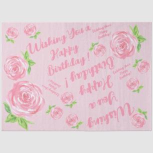 Handgemalte Aquarellfarben-Rose - GLÜCKLICHES GEBU Seidenpapier