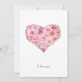Handgemalte Aquarellfarben Rose Herz Valentine Feiertagskarte