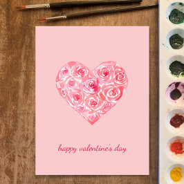 Handgemalte Aquarellfarben Rose Valentinstag Feiertagspostkarte