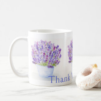 Handgemalte Aquarelllavender DANK IHNEN Kaffeetasse