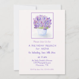 Handgemalte Aquarelllavender Floral Geburtstag Einladung