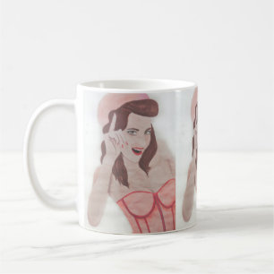 Handgemalte Art Pink Lady Coffee Tasse Cup