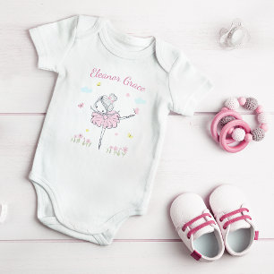 Handgemalte Balletttänzerin Girl Pink Baby Bodysui Strampler