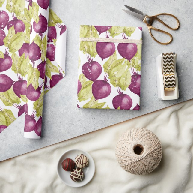 Handgemalte Beet Watercolor-Muster Geschenkpapier (Kunsthandwerk)