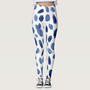 Handgemalte, blaue Aquarellsteine. Leggings