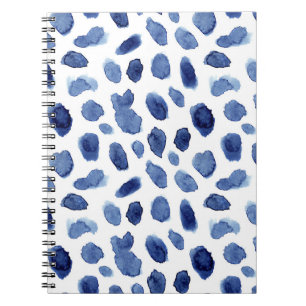 Handgemalte, blaue Aquarellsteine. Notizblock