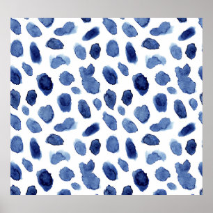 Handgemalte, blaue Aquarellsteine. Poster