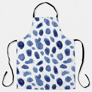 Handgemalte, blaue Aquarellsteine. Schürze