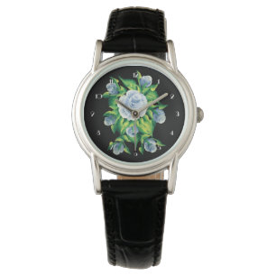 Handgemalte blaue Rose Armüberwachung Armbanduhr