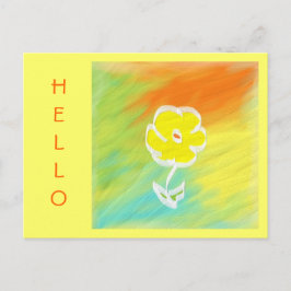 Handgemalte Blume Hallo Postkarte
