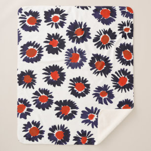 Handgemalte Blume, rot und blau. Sherpadecke