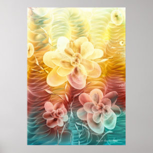 Handgemalte Blumen-Fantasie-Kunst Poster