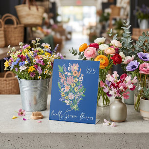 Handgemalte Blumen Markt Bauernstand Preis Florist Sockelschild