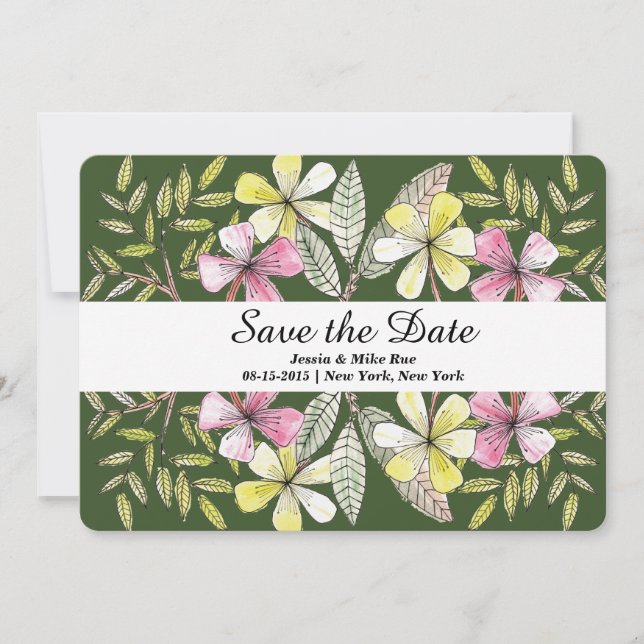 handgemalte Blumen Save The Date (Vorderseite)