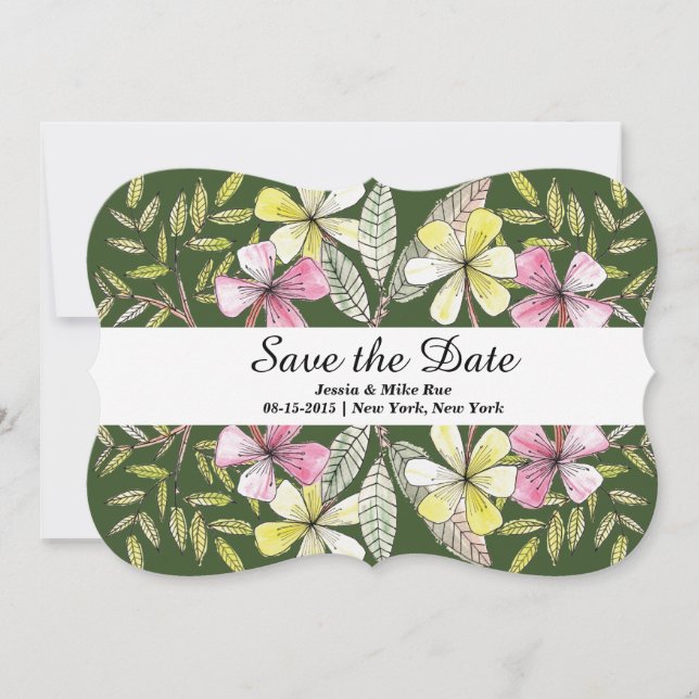 handgemalte Blumen Save The Date (Vorderseite)