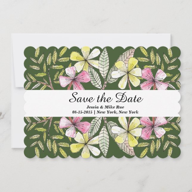 handgemalte Blumen Save The Date (Vorderseite)
