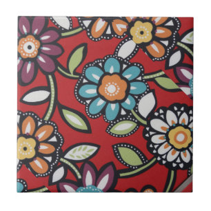 handgemalte Blumenfliese Fliese