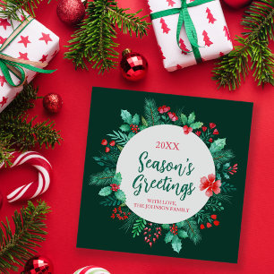 Handgemalte Botanicals mit Holly Feiertagskarte