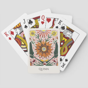 Handgemalte botanische Symmetrie mit Namen Spielkarten