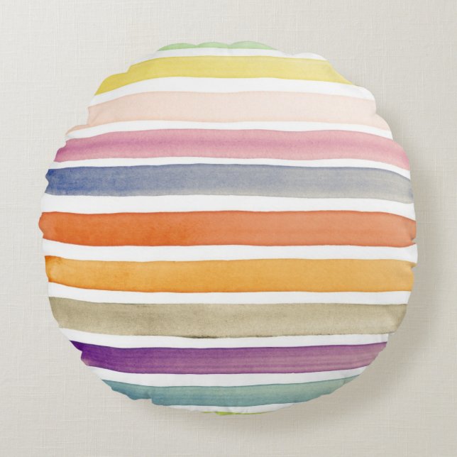 Handgemalte Bürstenanschläge des Aquarells, Fahnen Rundes Kissen (Vorderseite)