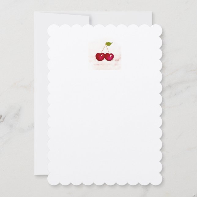 Handgemalte CHERRIES auf eleganten Papierböden Einladung (Vorderseite)