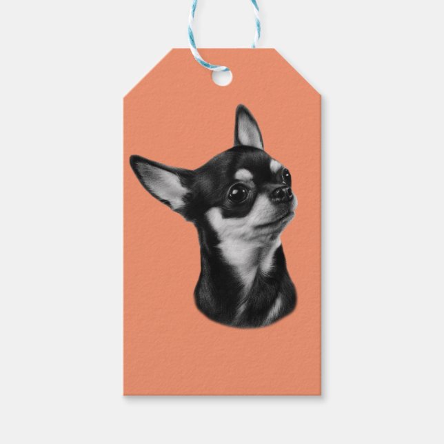 Handgemalte Chihuahua Geschenkanhänger (Vorderseite)