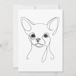 Handgemalte Chihuahua-Minimalist-Hunde-Illustratio Einladung