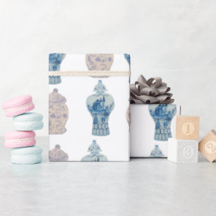 Handgemalte Chinoiserie Blue Ginger Jar Wrapping Geschenkpapier