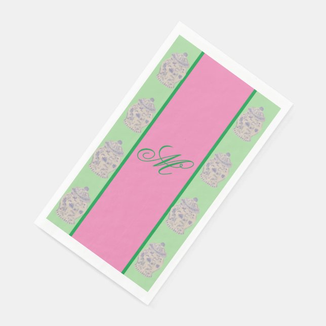 Handgemalte Chinoiserie Ginger Schergen Serviette (Ecke)