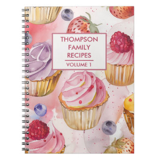 Handgemalte Cupcake Beries personalisiertes Rezept Notizblock