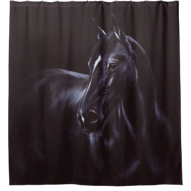 Handgemalte Equine Art Duschvorhang (Vorderseite)