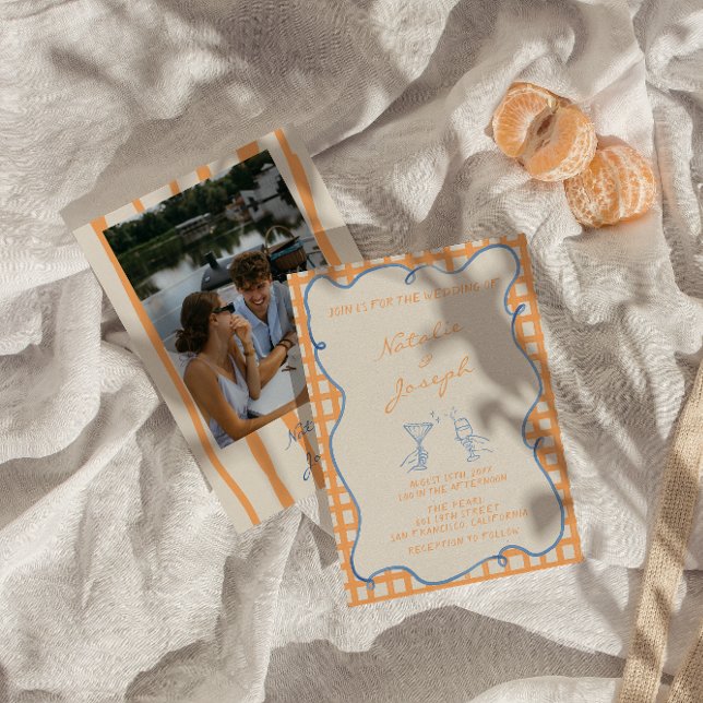 Handgemalte, farbige Foto-Hochzeit Einladung (Von Creator hochgeladen)