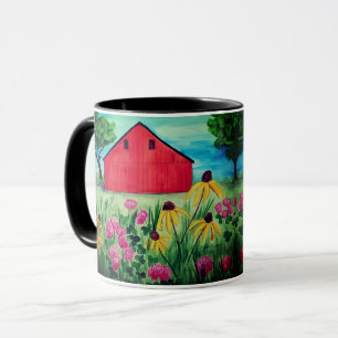Handgemalte Frühlingshälfte mit Blumenmuster Tasse