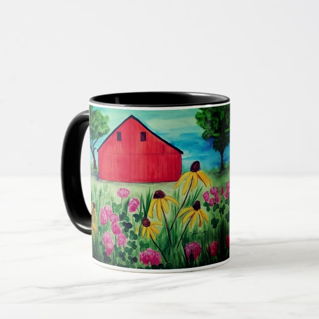 Handgemalte Frühlingshälfte mit Blumenmuster Tasse (Vorderseite Links)
