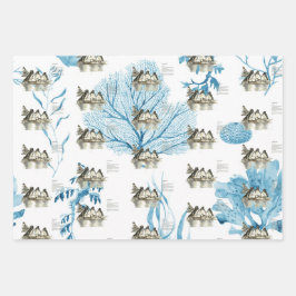 Handgemalte Galapagos-Pinguine Geschenkpapier Set