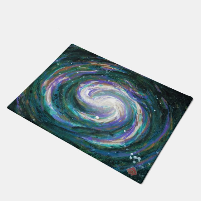 Handgemalte Galaxie Fußmatte (Schrägansicht)