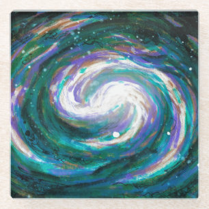 Handgemalte Galaxie Glasuntersetzer
