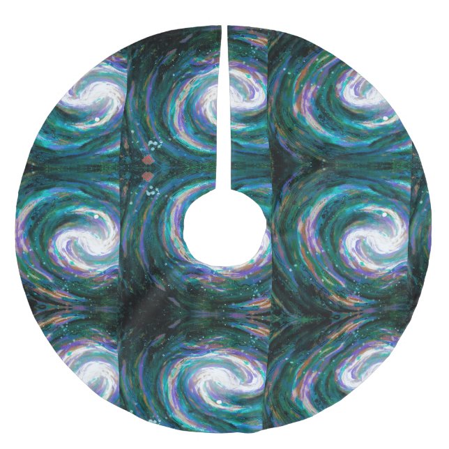 Handgemalte Galaxie Polyester Weihnachtsbaumdecke (Vorderseite)